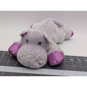 Aurora Baby Purple Hippo Plush Satin Feet 12 Inch Embroidered Eyes Stuffed